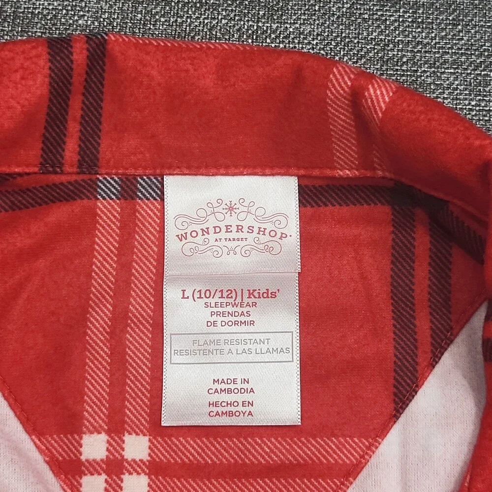 Wondershop Boys' Pajama Set Size Large 10/12 Red Holiday Christmas Sleepwear